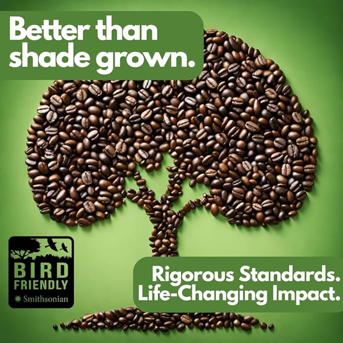 Tomorrow's Coffee Organic Fair Trade Shade Grown Whole Bean bird friendly coffee | Dark French Roast with chocolate flavor | Sustains Amazon Rainforest | 1 lb. omnidegradable bags (Ground)