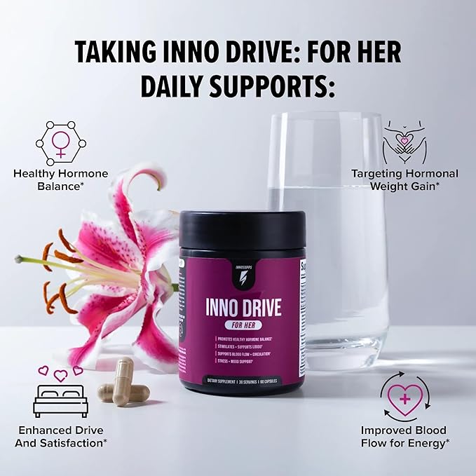 InnoSupps Inno Drive for Her Women’s Healthy Hormone Balance Support Supports Libido Boost Intimacy Energy Mood Weight &amp Immune Support Supplement - 60 Capsules 30 Servings