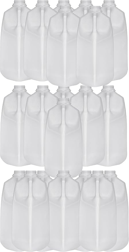 64 Oz Jugs Bottles (Pack Of 20 x 64 Oz Ea) With Orange Tamper Evident Screw Caps – Great for Homemade Juices Milk Smoothies Tea and Other Beverages - Food Grade BPA Free