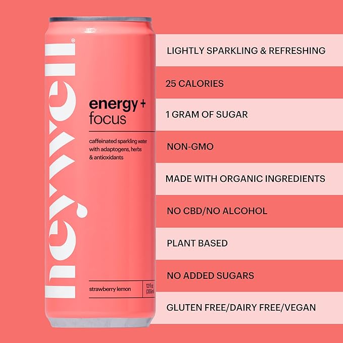 Heywell Sparkling Adaptogenic Water Variety Pack 12 Fluid Ounce (Pack of 12) Includes - Lime Grapefruit Orange Mango Strawberry Lemon - Calm Drink Sparkling Drink