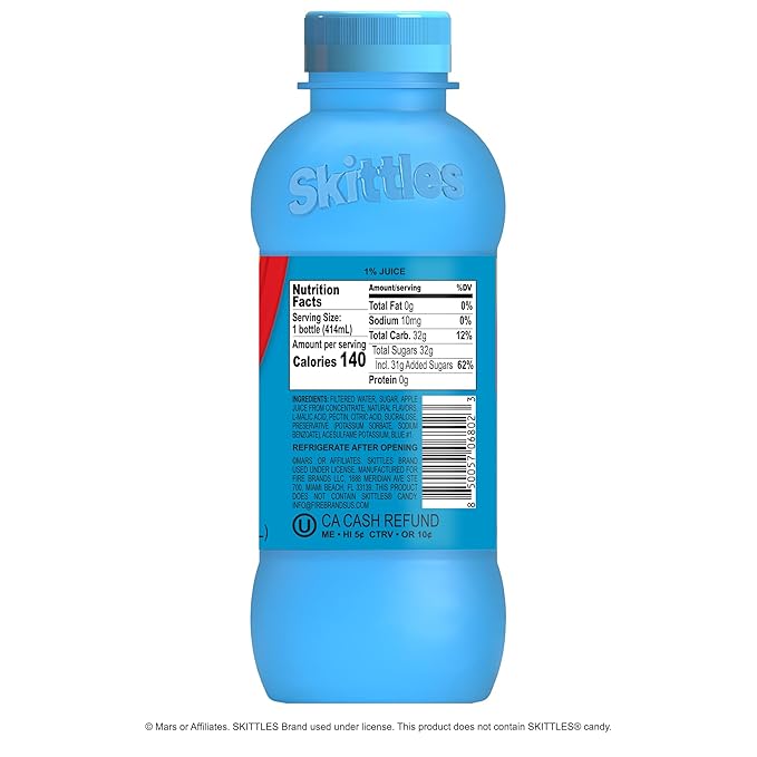 SKITTLES™ Candy Flavored Drink - Tropical Flavor | Bulk Candy Drinks with Fruity Flavors | 12 Fl oz. Bottles Pack of 12