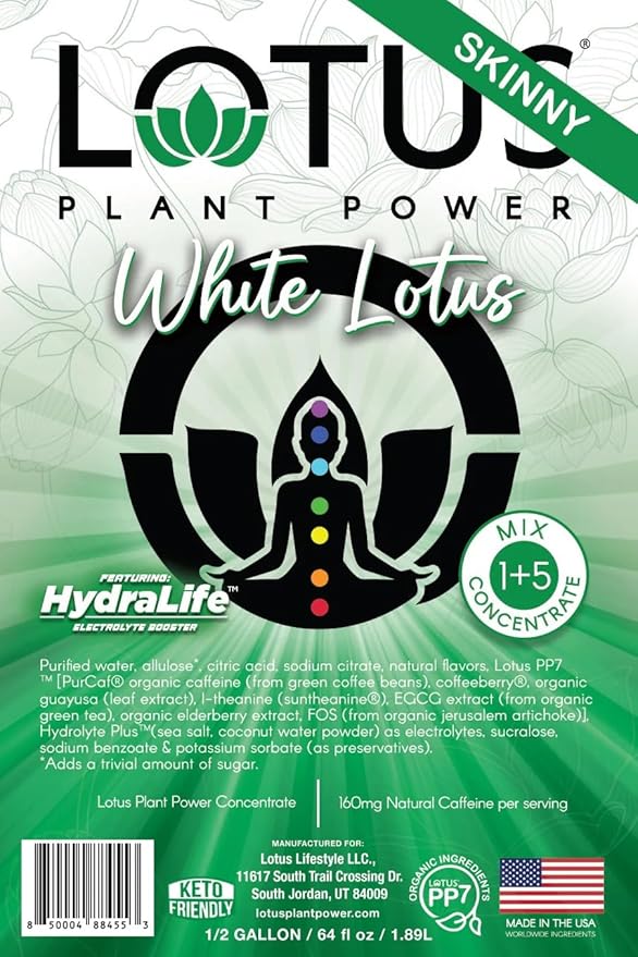 Lotus Energy Drink Concentrate 64 fl oz (Skinny White &amp Skinny Blue) Pack of 2