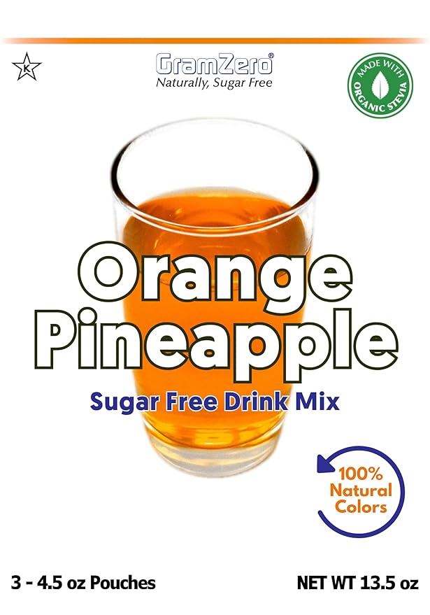 GramZero Orange Pineapple Zero Calorie Sugar Free Drink Mix Great For Nutrition Club Loaded Tea Stevia Sweetened