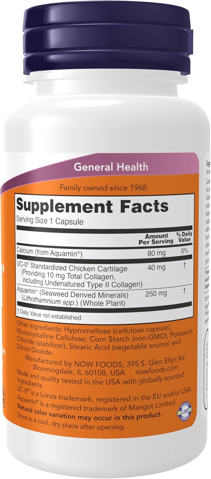 NOW Foods Supplements UC-II Type II Collagen with Undenatured Type II Collagen 120 Veg Capsules