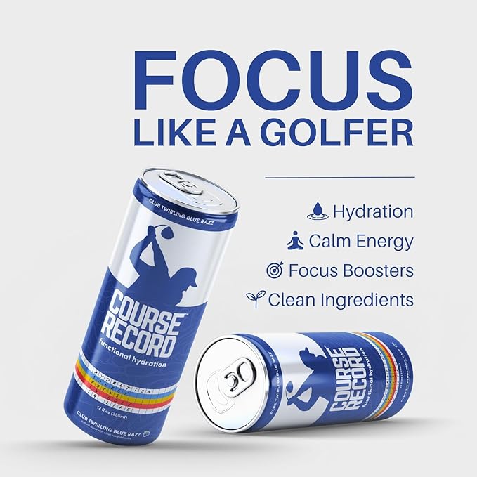 Functional Hydration Drink for Golfers – COURSE RECORD Variety Pack – Electrolytes Calm Energy &amp Focus – Healthy Sports Drink – 12-Pack (12oz Cans) – Low Sugar Low Caffeine