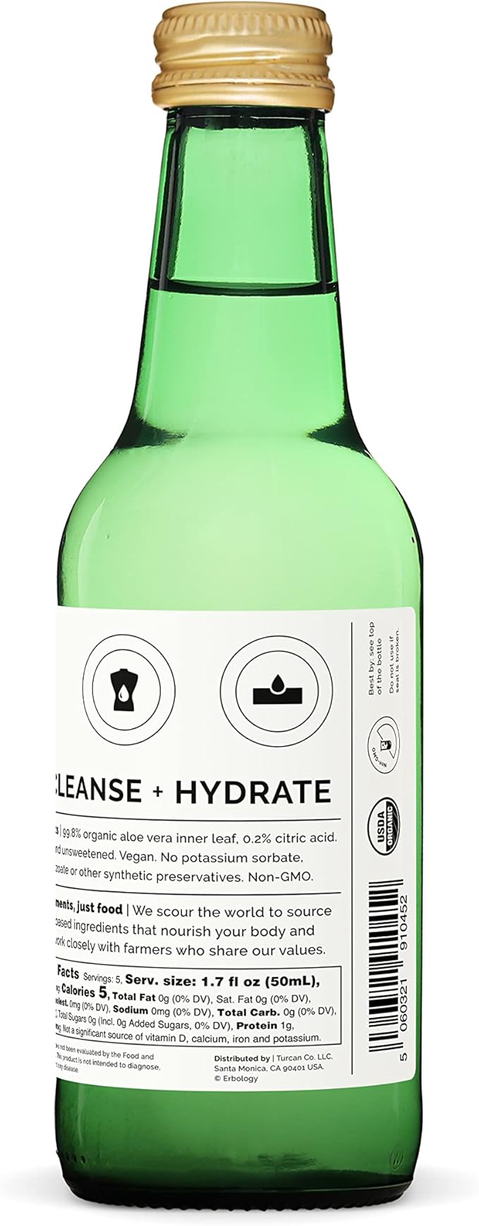 100% Organic Aloe Vera Juice 8.5 fl oz (Box of 6) - Supports Immunity &amp Gut Health - Straight from Farm in Spain - Undiluted - No Added Sugar or Artificial Preservatives - Non-GMO