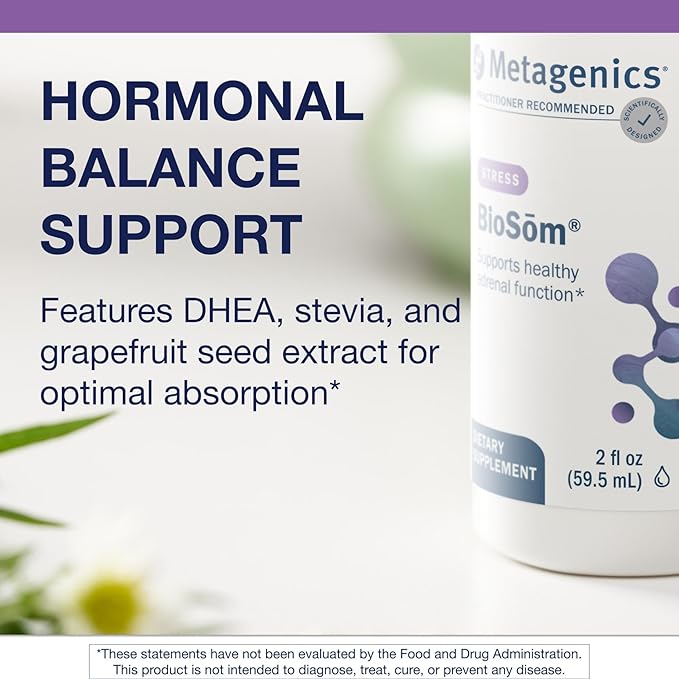 Metagenics BioSom - Liposomal DHEA Dropper with Grapefruit Extract &amp Stevia - Supports Hormone Balance Stress &amp Energy Levels* - Non-GMO Gluten-Free Vegan - GMP Certified Facility - 85 Serv