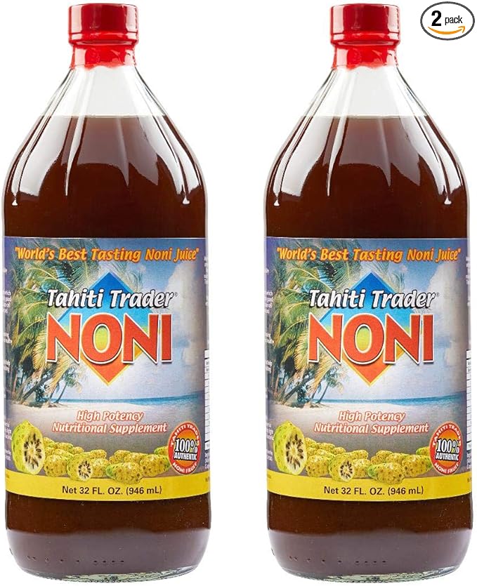 Tahiti Trader Original High Potency Noni Juice - Pure Noni Fruit Juice with Blueberry &amp Raspberry - Organic Antioxidant Superfood Supporting Energy &amp Body Health - (32oz 2 Pack)
