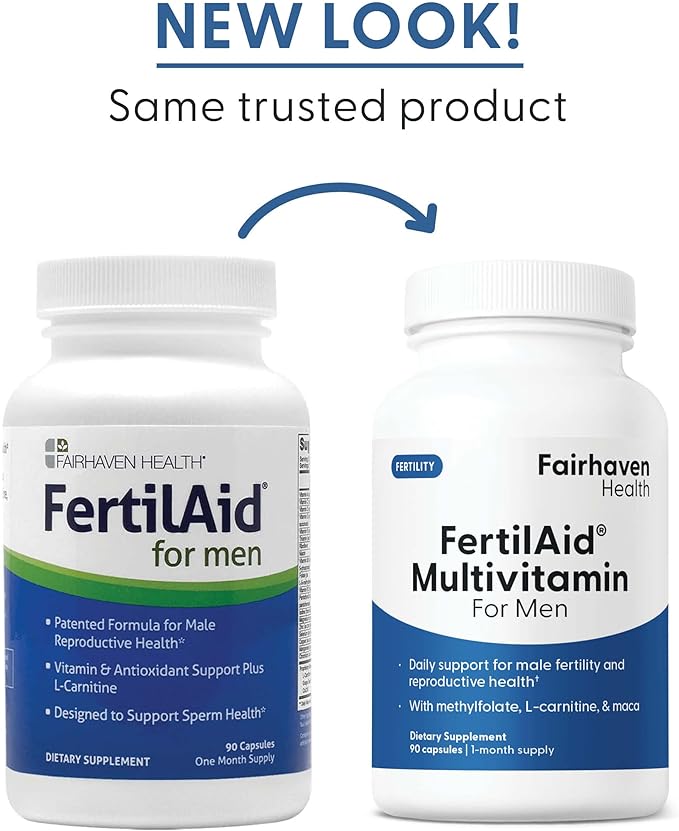 Fairhaven Health FertilAid for Men Fertility Supplements for Men Two Month Supply | Count Motility Support Pre-Conception for Him | Male Fertility Support Includes L-carnitine Zinc | 2 Bottles