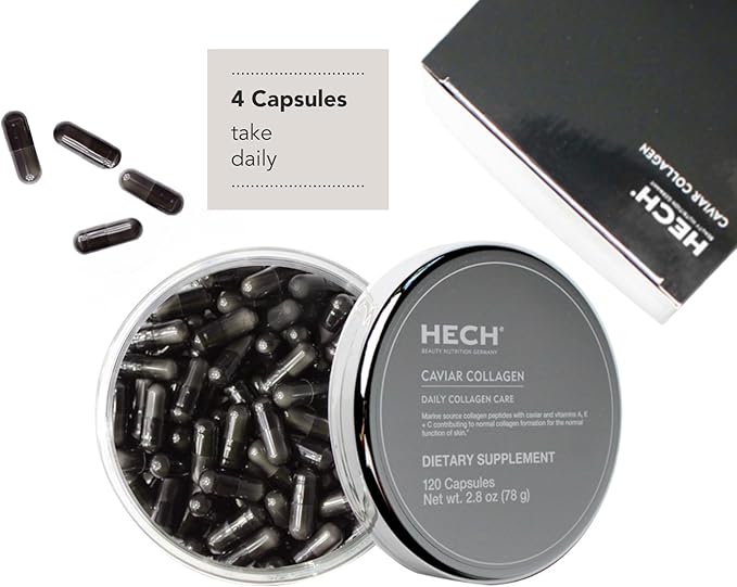 Caviar Collagen Capsules - Beauty Supplement with 2000 mg Marine Collagen Peptides Caviar Extract and Vitamin Complex