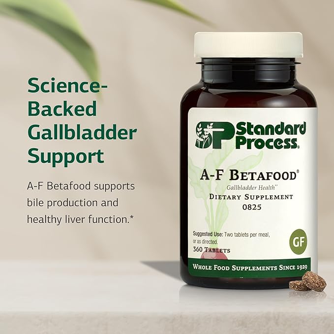 Standard Process A-F Betafood Gallbladder Health Dietary Supplement - Gluten-Free Non-Dairy &amp Non-Soy - Gallbladder Function &amp Liver Care - 360 Tablets