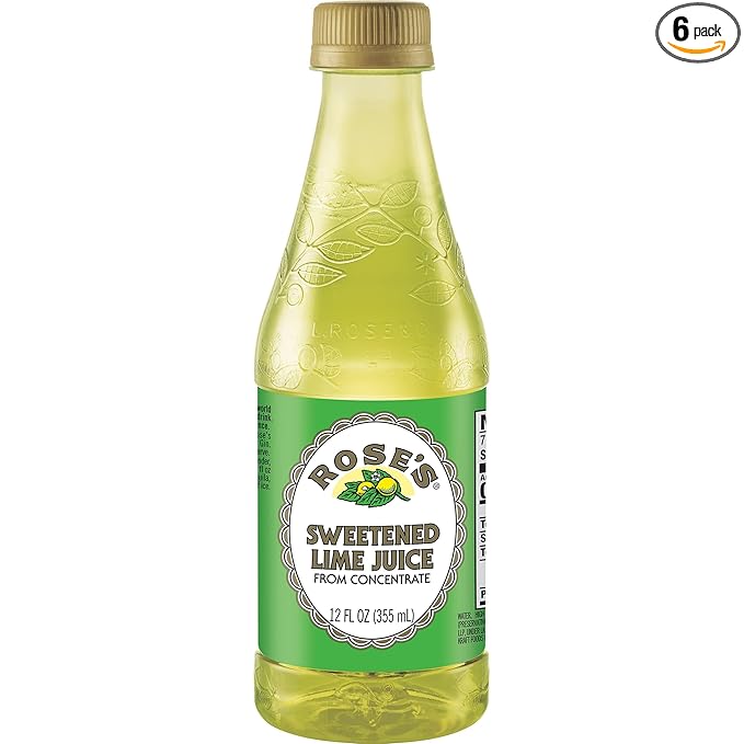 Rose's Sweetened Lime Juice 12 fl oz bottle (Pack of 6) Made with Real Lime Juice Mixer to Add to Cocktails and Non-Alchoholic Drinks Trusted by Bartenders
