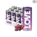 Be LOVE Energy + Flow – 80mg Natural Caffeine L-Theanine &amp Alpha-GPC for Clean Calm Focus – Zero Sugar Low Calorie 100% DV B-Vitamins – Non-GMO Vegan – 12 fl oz (Pack of 12) (Grape Awakening)