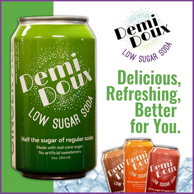 Demi Doux Low Sugar Soda - Low Sugar Soft Drink No Artificial Sweeteners (Ginger Ale 12-pack)