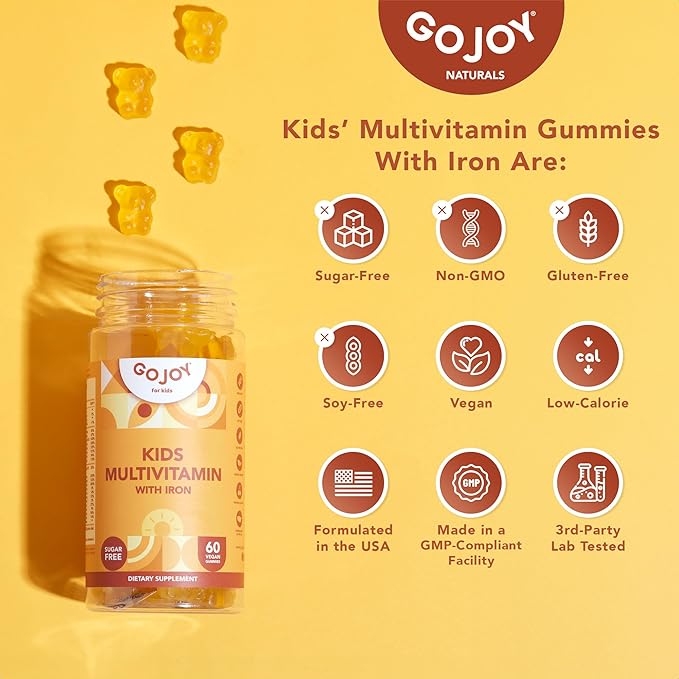 Picky Eater Kids Multivitamin Gummies with Iron - Sugar Free Chewable Iron Supplement for Toddlers &amp Children 3 &amp Up - Essential Kids Vitamins for Growth &amp Development