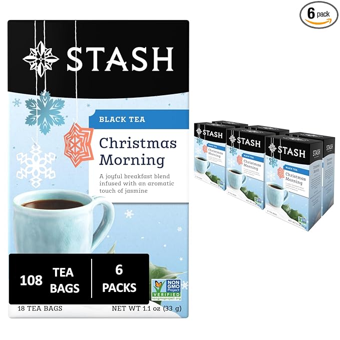 Stash Christmas Morning Black Tea Non-GMO 18 Tea Bags (Pack of 6)