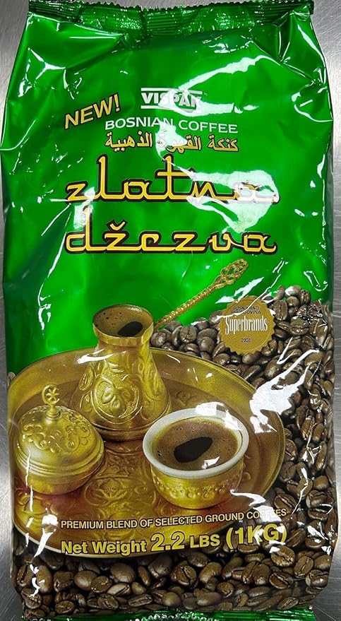 Vispak Zlatna Dzezva Ground Coffee 2.2lb - Pack of 2 (Total 2000g)
