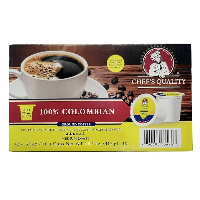 Chefs Quality 100% Colombian Coffee 0.35 oz. Pod | Medium Roast | 42 Count