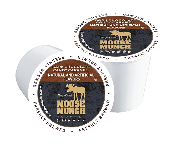 Moose Munch Single Serve Coffee (4/18 Count Boxes Dark Chocolate Candy Caramel)