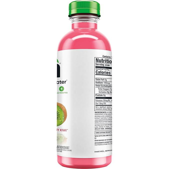 Bai Antioxidant Infused Water Beverage Kupang Strawberry Kiwi with Vitamin C and No Artificial Sweeteners 18 Fluid Ounce Bottle 12 Pack
