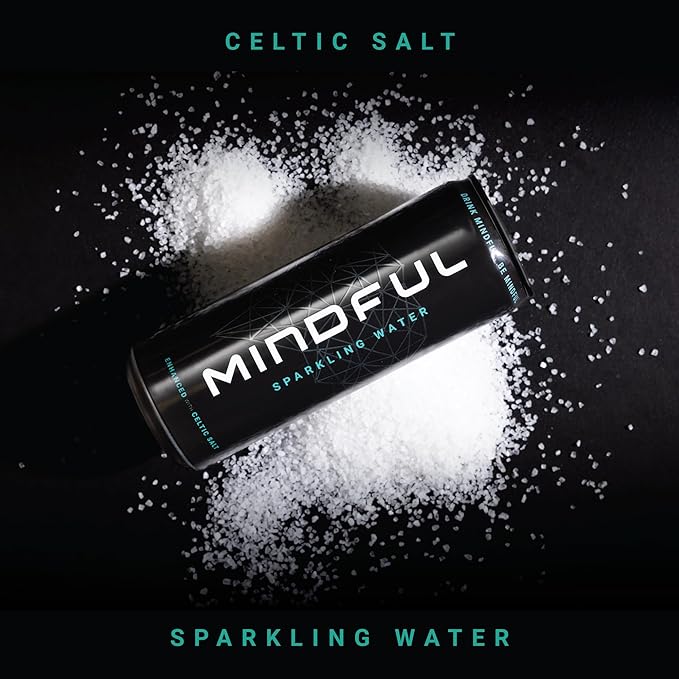 Mindful Sparkling Water by Shawn Ryan Carbonated Water and Celtic Salt Sugar Free Beverage with Natural Electrolytes Zero Calories Clean Hydration No Sweeteners Unflavored 12 FL OZ (12 Pack)