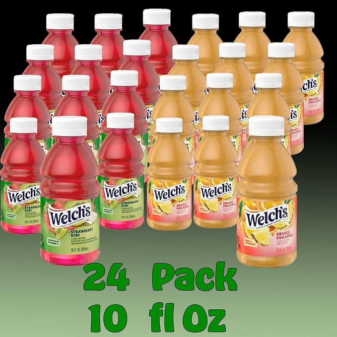 Welch’s Variety Pack Juice Drink 10 fl oz Plastic Bottle 24 Pack + 2 Reusable Snack Bags by KOOL8SHOP Infinite Deals