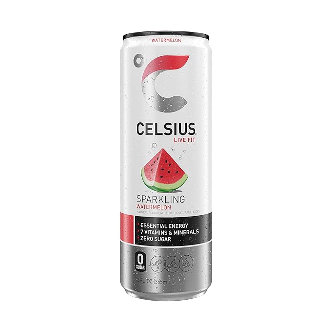 CELSIUS Sparkling Watermelon Functional Essential Energy Drink 12 Fl Oz (Pack of 12)