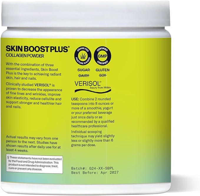 Sparkle Wellness Skin Boost Plus (No Flavor) [30-Serves] &amp Capsules (180 Pills) | VERISOL Bioactive Hydrolyzed Collagen &amp Vitamin C to Improve Skin Hair &amp Nail Health