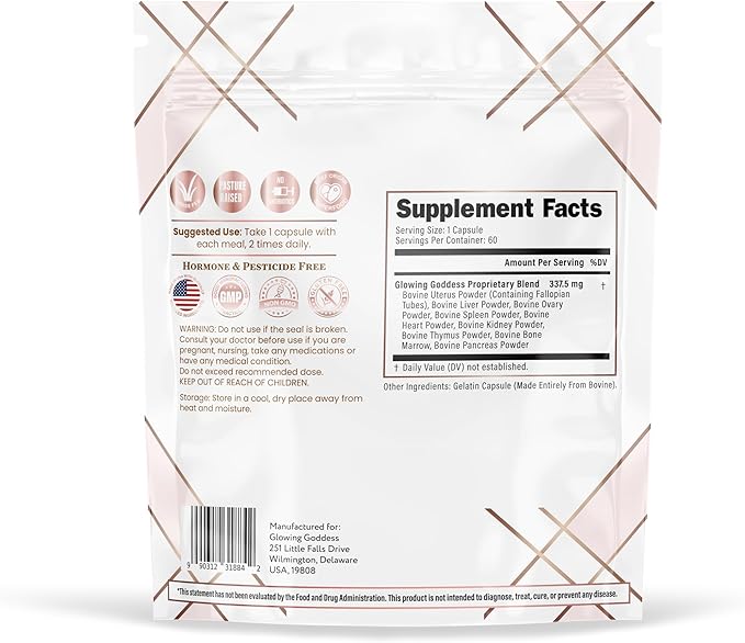 Female-Optimized Beef Organ Superfood (Beef Ovary Uterus Liver Kidney Heart &amp 6 More) - 100% Grass Fed &amp Finished Pasture Raised Cattle 3rd Party Tested - Nourish Your Inner Glow