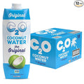C2O - Coconut Water The Original Flavor (12 Pack) - Made with Fresh Coconut Water - Plant Based Non GMO Water - Natural Hydration Essential Electrolytes &amp Potassium - 12 Tetra Packs 16.9 FL O