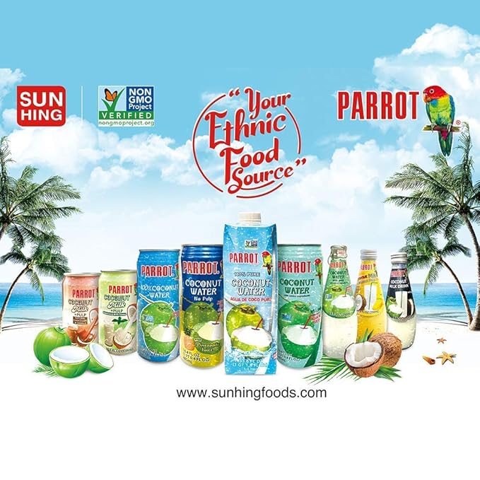Parrot Brand 100% Pure Coconut Water 33.8 fl.oz.(Pack of 6)
