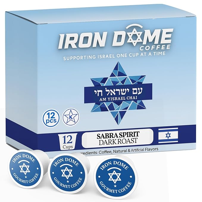 Iron Dome Coffee – Sabra Spirit Dark Roast Coffee Pods – Bold &amp Full-Bodied Flavor – Freshly Roasted Dark Roast K Cups Coffee – 12 Count