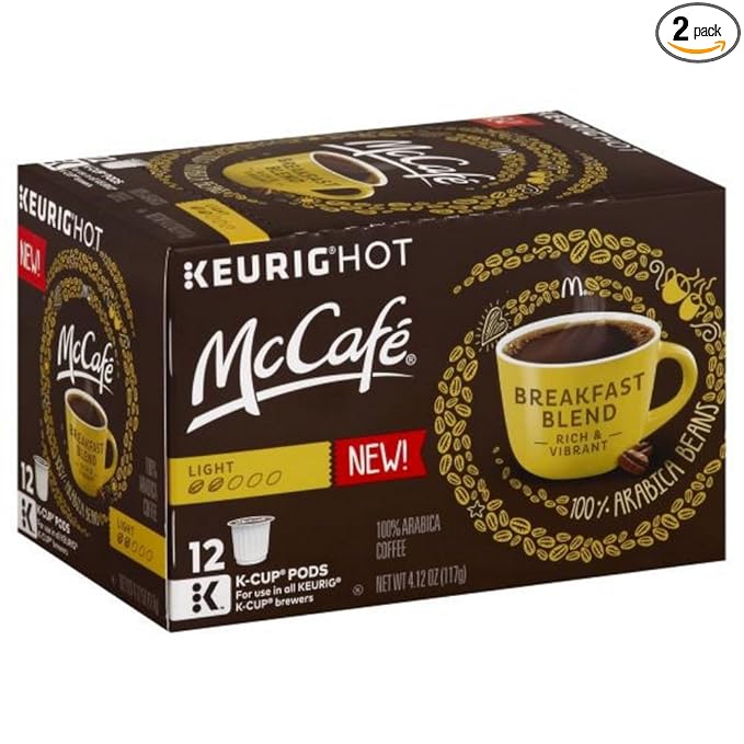 McCafé Breakfast Blend Coffee K-Cups 12-Count Retail Box (Pack of 2)