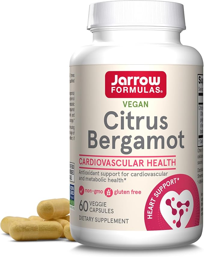 Jarrow Formulas Citrus Bergamot Supplement 500 mg - 60 Servings (Veggie Caps) - Antioxidant Support for Cardiovascular &amp Metabolic Health - Dietary Supplement - Vegan Gluten-Free- Use with QH-Abso