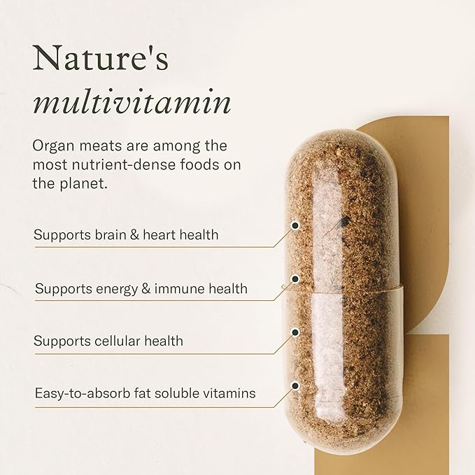 Enviromedica Grass-Fed Organ Complex: Freeze-Dried Beef Liver Kidney Heart and Pancreas (180 ct)