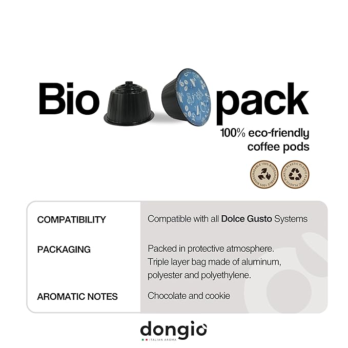 Dongiò Caffè Espresso Napoli Capsules Compatible with Nescafe Dolce Gusto system 100 Count of Single-Serve Coffee pods (5 Boxes of 20 capsules each) Dark Roast - Intensity 9/10