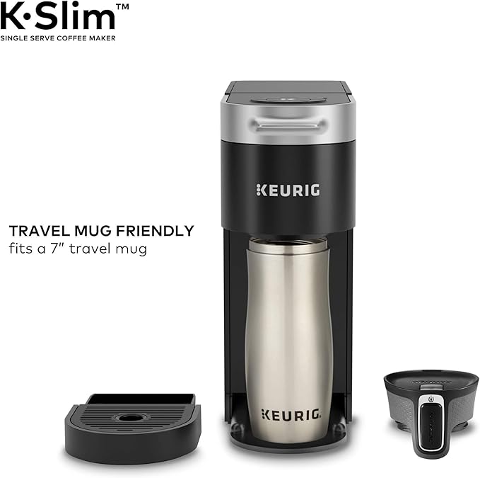 Keurig K-Slim Single Serve Coffee Maker with Folgers Black Silk Dark Roast Coffee 72 K-Cup Pods