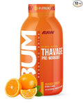 RAW Ready to Drink Pre-Workout Drink Orange Crush - BUM Thavage RTD Preworkout Shakes - Energy Supplement Drinks with Beta Alanine L-Citrulline &amp Caffeine - Zero Sugar