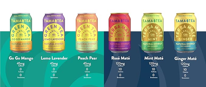 Unsweetened Sparkling Green Tea by Tama Tea - Organic Lemo Lavender Iced Green Tea Zero Calories &amp Zero Carbs | 45mg Caffeine No Artificial Ingredients 12 oz (12-Pack)