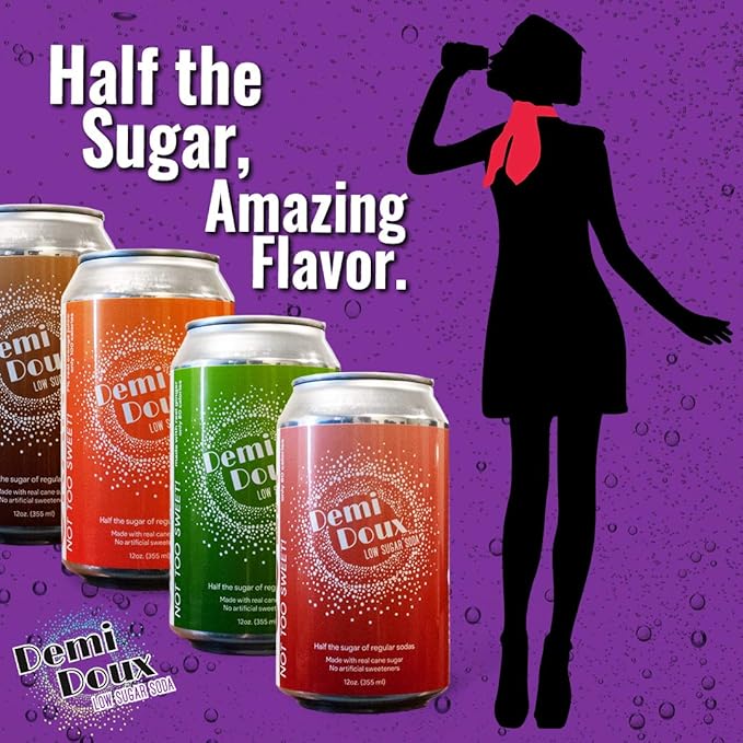 Demi Doux Low Sugar Soda - Low Sugar Soft Drink No Artificial Sweeteners (Cola 16-pack)
