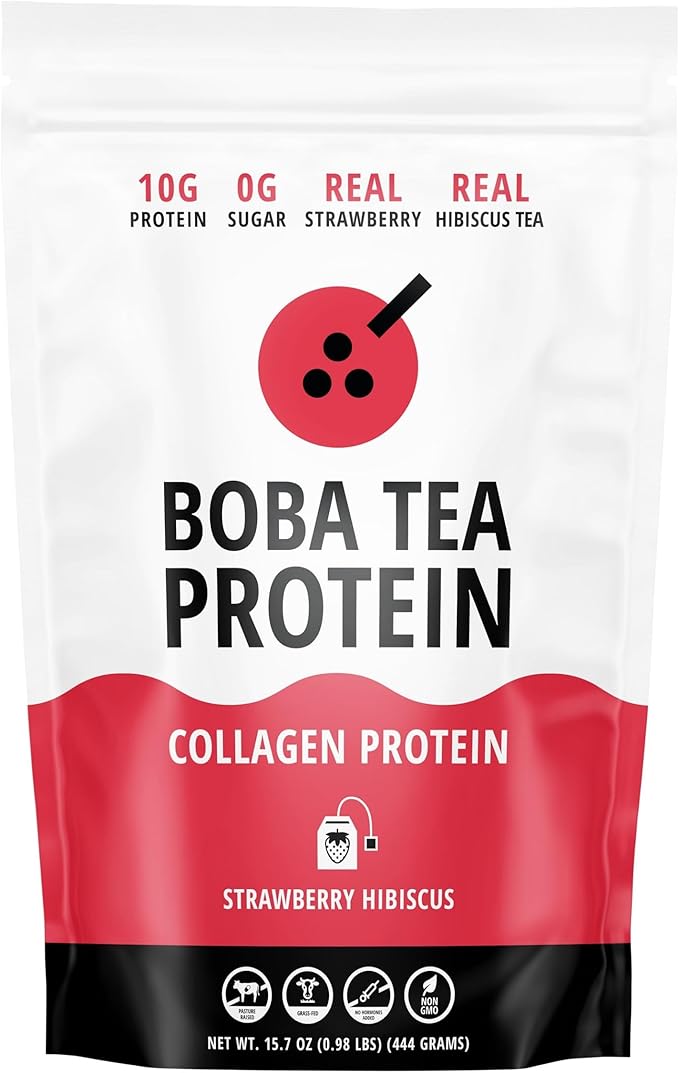 Strawberry Hibiscus Flavored Collagen | 30 Servings | Grass-Fed Hydrolyzed Bovine Collagen Powder for Men and Women | Promotes Hair Nail Skin Bone and Joint Health | No Added Sugar