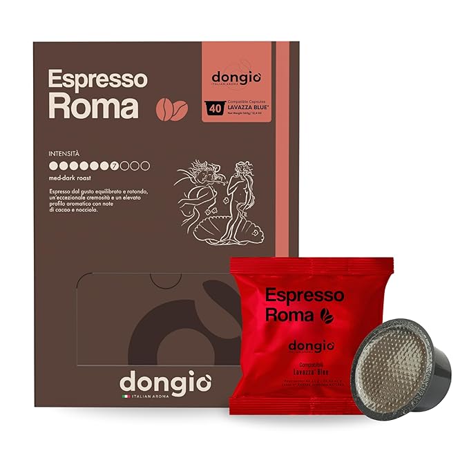 Dongiò Caffè - Capsule compatibili con Lavazza Blue 40 (40 Count Espresso Roma)
