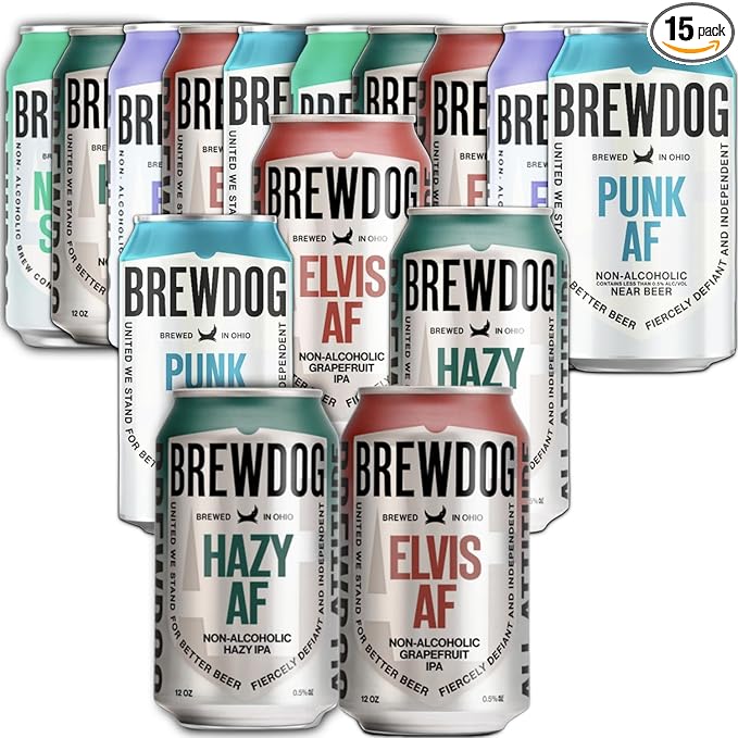 BrewDog 15 Ultimate Mixed Pack Non-Alcoholic Pack | Includes Easy Street Elvis Hazy &amp Punk | 12oz Cans