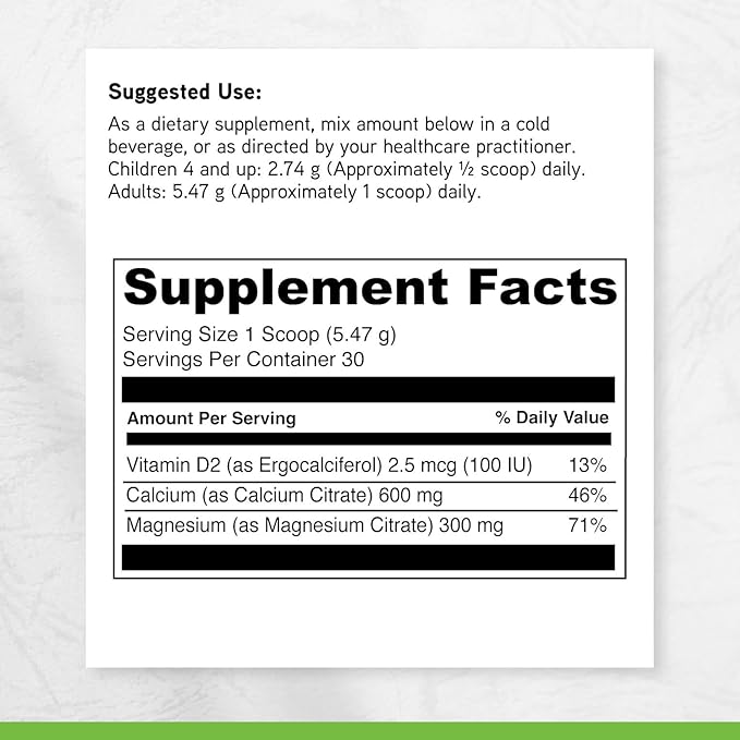 DAVINCI Labs Cal-Mag Citrate Powder - Supports Bone Health* - Dietary Supplement with Vitamin D2 Magnesium &amp Calcium - Vegetarian - Gluten-Free - 30 Servings