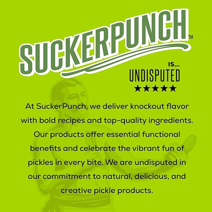 Suckerpunch Electrolyte Pickle Juice Shot Leg and Muscle Cramp Relief Sports Drink Low Calorie Gluten Free Post Workout Hydration Potassium Keto Friendly Non GMO Spicy Dill 2oz 12ct