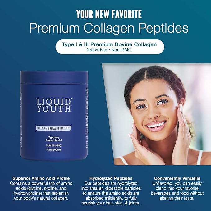 Collagen Peptides Powder for Women &amp Men - Type I &amp III Premium Grass-fed Bovine Hydrolyzed Collagen Promotes Hair Growth Skin Nail Bone &amp Joint Health - Unflavored 30 Servings