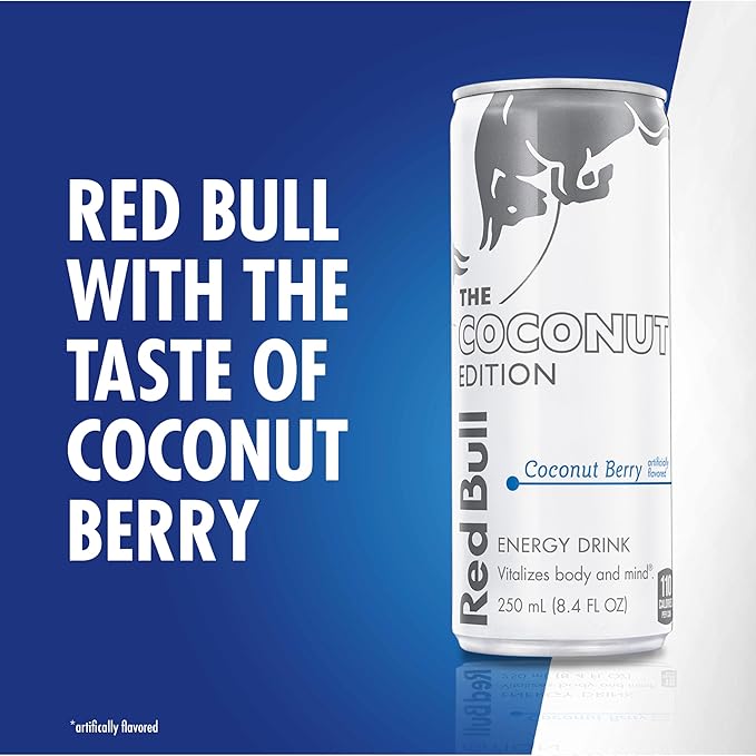Red Bull Coconut Edition Energy Drink Coconut Berry with 80mg Caffeine plus Taurine &amp B Vitamins 8.4 Fl Oz Pack of 12 Cans