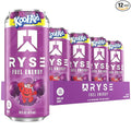 RYSE Fuel Energy Drink - Kool-Aid Grape - Sugar Free Gluten Free &amp Vegan - 200mg Natural Caffeine Taurine &amp Choline for Focus &amp Energy - No Artificial Colors - 16 fl oz Cans (12-Pack)