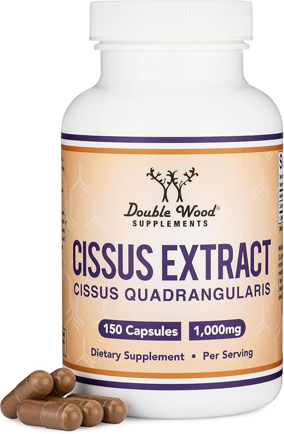 Double Wood Supplements Cissus Quadrangularis Super Extract 150 Capsules (Non-GMO Gluten Free) Dietary Supplement for Joint and Tendon Health 1000mg Serving Size