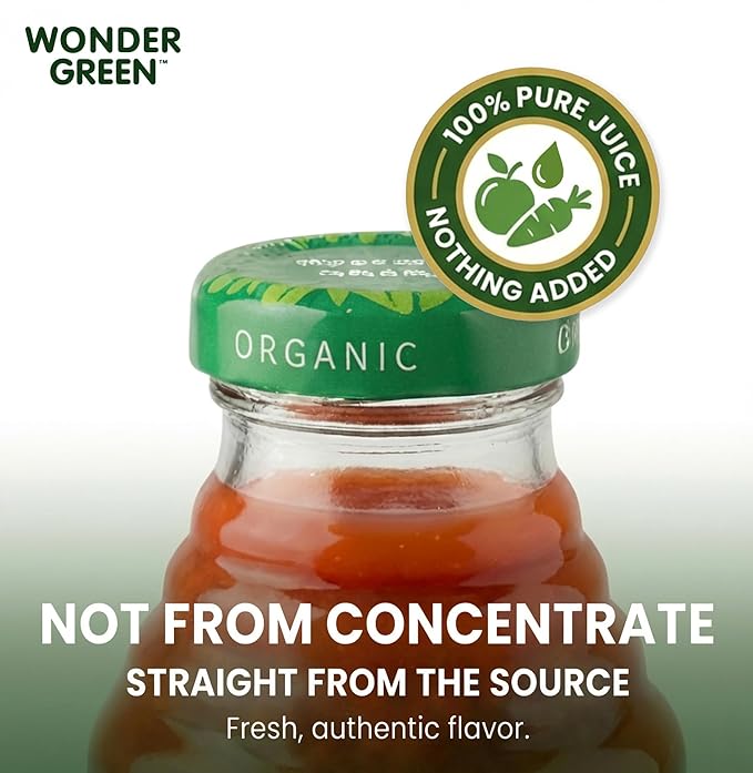 Wonder Green 100% Organic Veg8 + Cayenne Cold Pressed Juice 8.45 oz (6 Pack) | Vegetable Juice Blend All Natural No Additives or Preservatives Not from Concentrate
